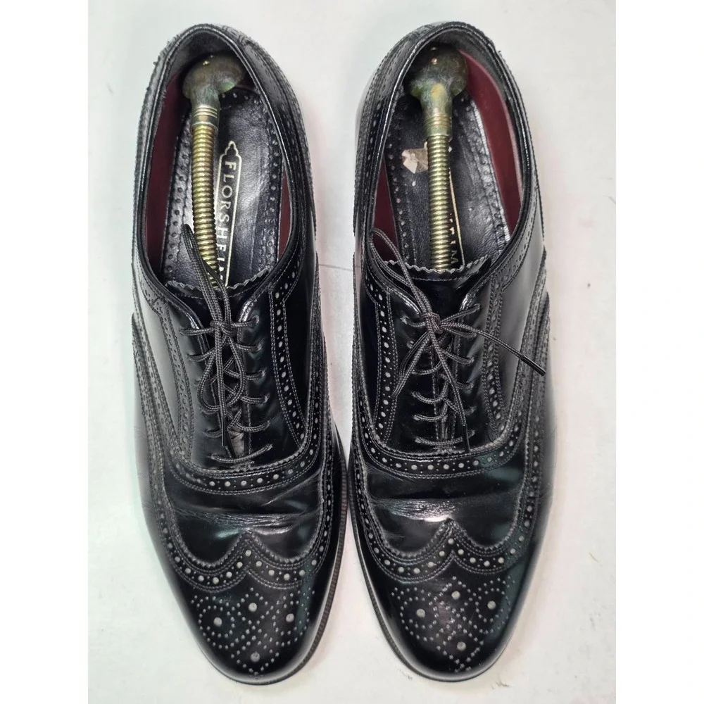 Florsheim‎ Lexington Oxford Men's Dress Shoes Size 9.5 3E Black Leather Wingtip